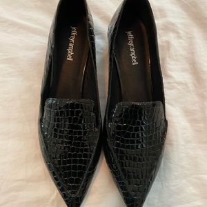 NWT Jeffrey Campbell Blk Patent Croc 10